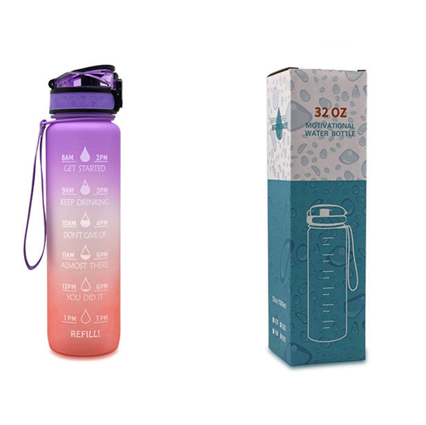 1L Tritan Water Bottle With Time Marker For Sports and Fitness