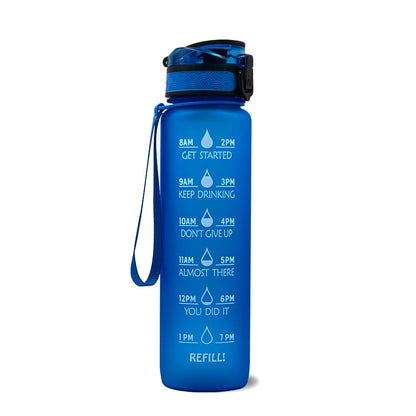 1L Tritan Water Bottle With Time Marker For Sports and Fitness