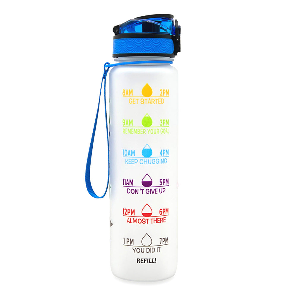 1L Tritan Water Bottle With Time Marker For Sports and Fitness