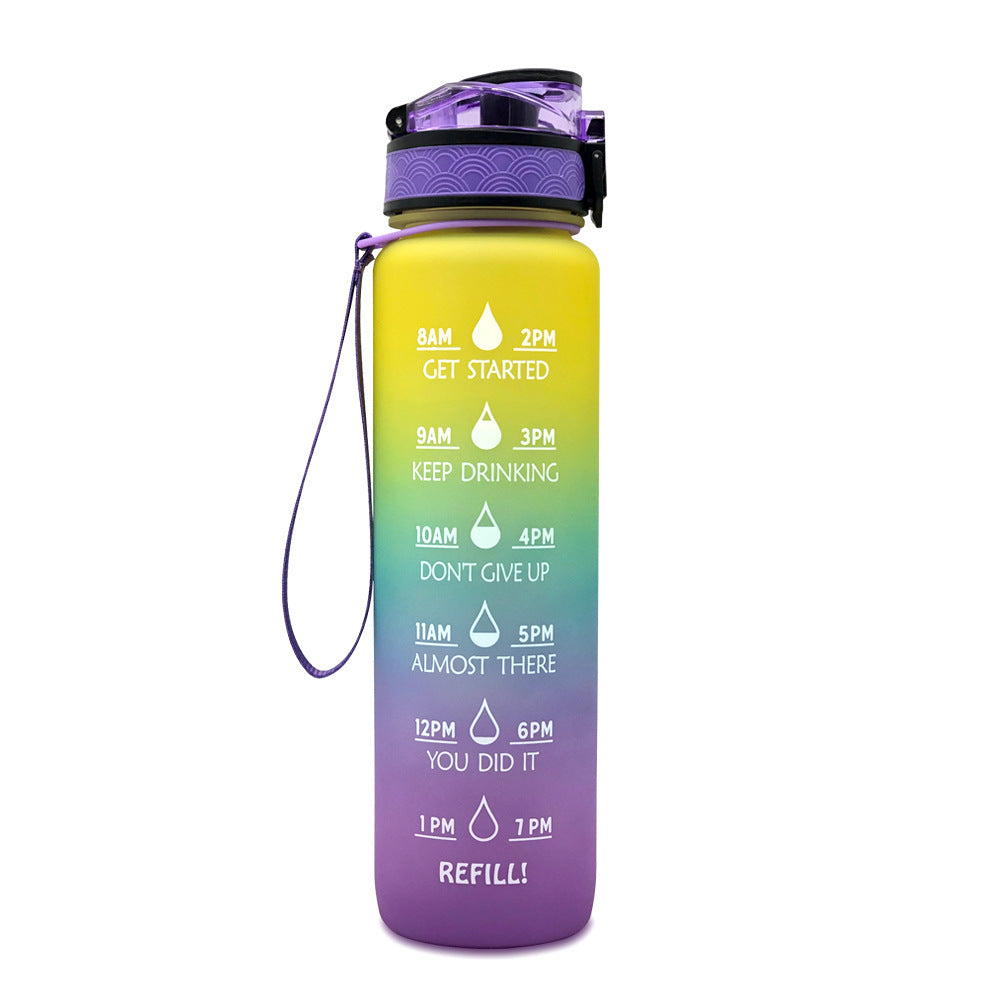 1L Tritan Water Bottle With Time Marker For Sports and Fitness