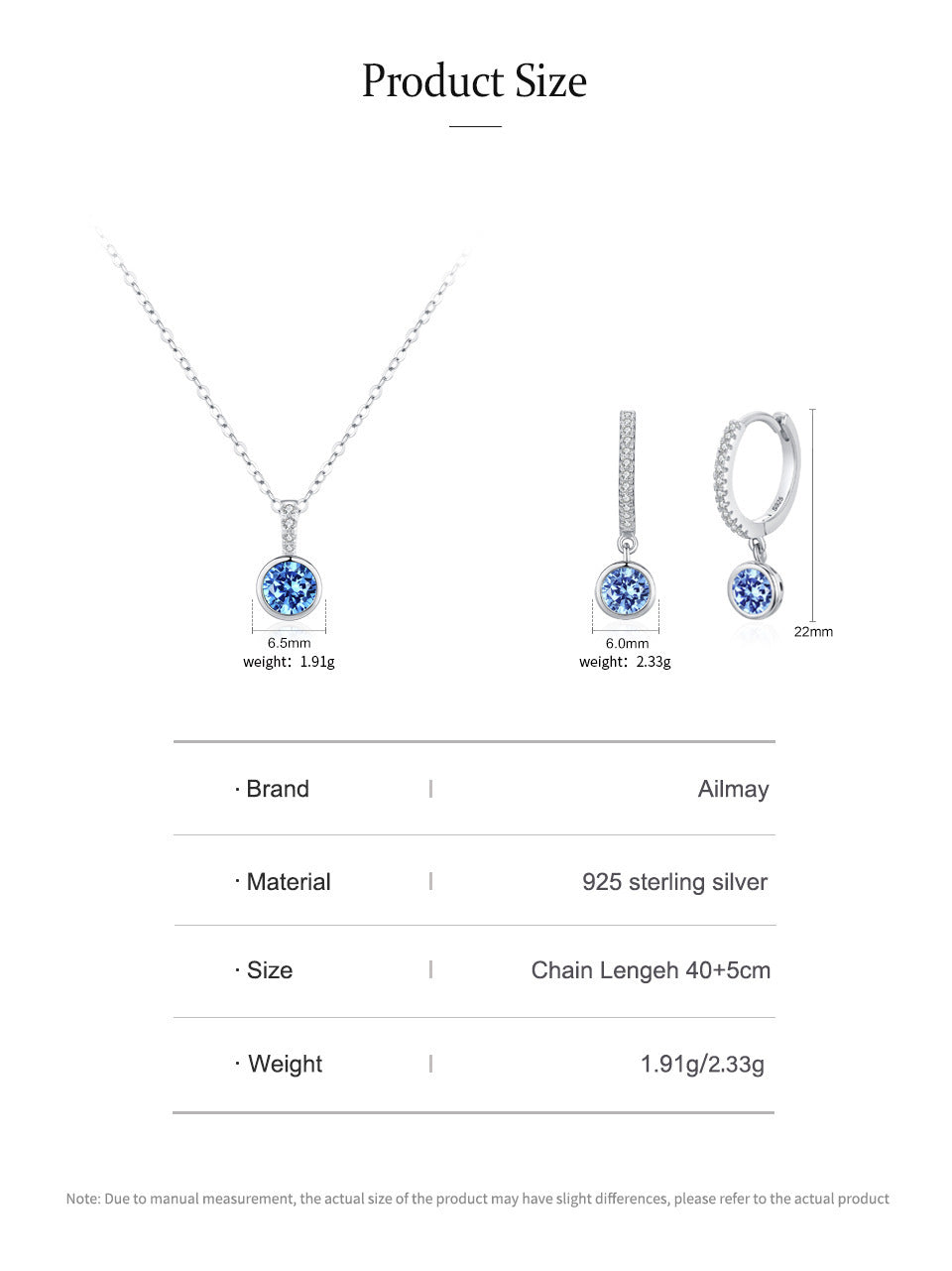 Luxury Sea Blue Artificial Diamond Earrings and Necklace