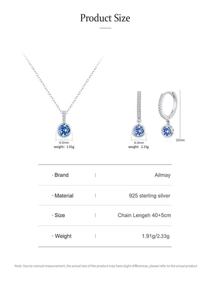 Luxury Sea Blue Artificial Diamond Earrings and Necklace