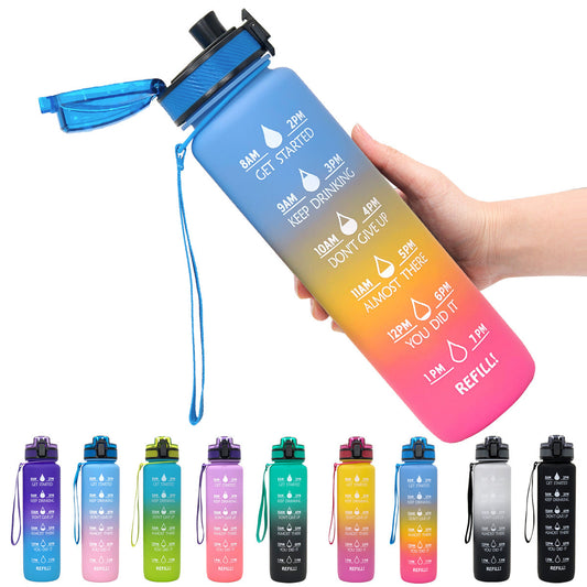 1L Tritan Water Bottle With Time Marker For Sports and Fitness