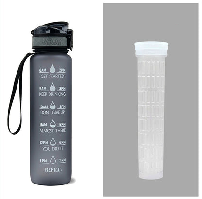 1L Tritan Water Bottle With Time Marker For Sports and Fitness