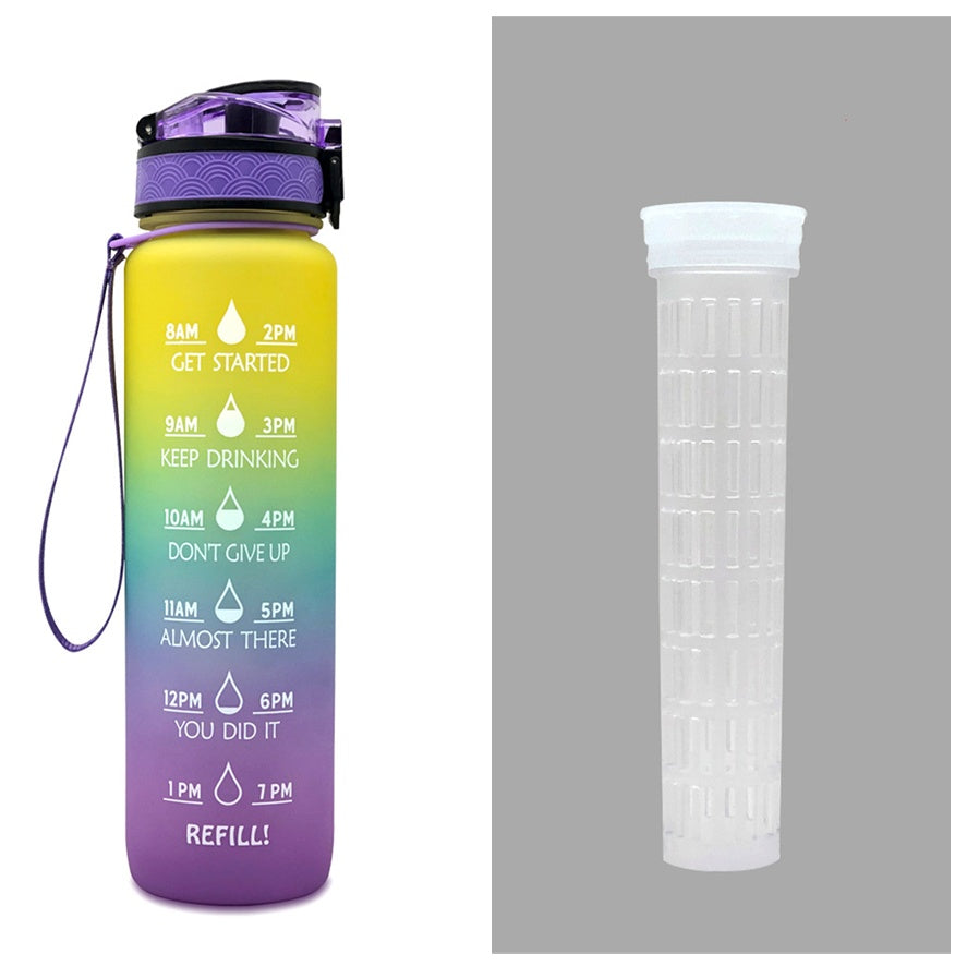 1L Tritan Water Bottle With Time Marker For Sports and Fitness