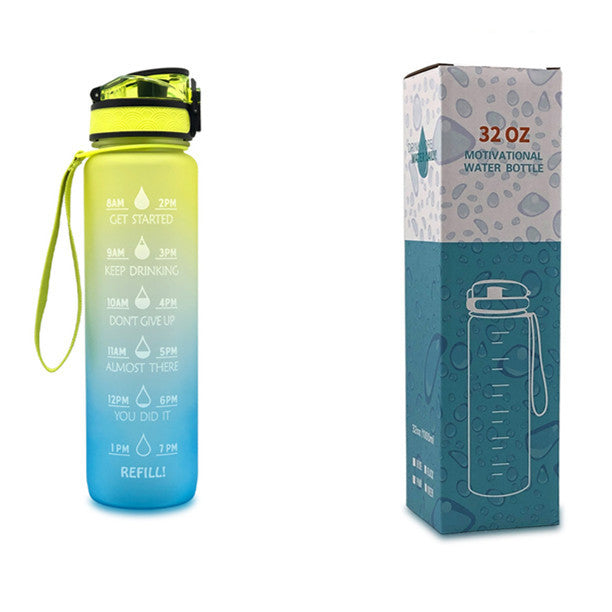 1L Tritan Water Bottle With Time Marker For Sports and Fitness