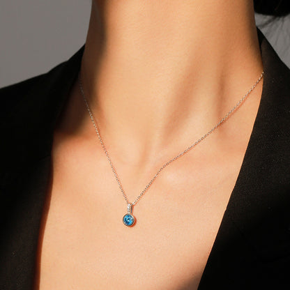 Luxury Sea Blue Artificial Diamond Earrings and Necklace