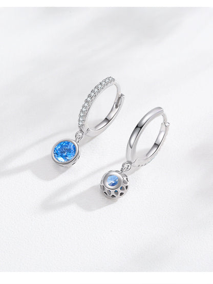 Luxury Sea Blue Artificial Diamond Earrings and Necklace